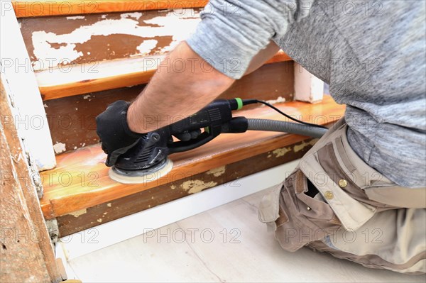 Renovation of a wooden staircase in an old building