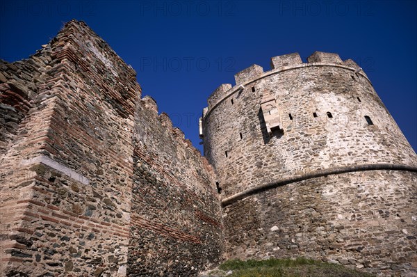 The Tower of Alyssa, also known as the Trigone Tower, eastern Byzantine city wall, Acropolis, Old Town, Upper Town, Thessaloniki, Macedonia, Greece, Europe