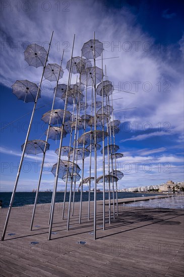 Parasols, Umbrellas, Sculpture by George Zongolopoulos, Promenade, Thessaloniki, Macedonia, Greece, Europe