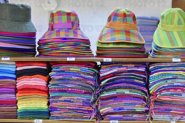 Fabric hats, weaving, Inle Lake, Myanmar, Asia