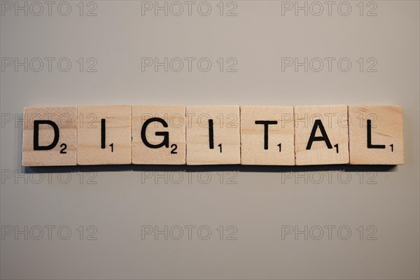 Digital lettering, wooden letters, North Rhine-Westphalia, Germany, Europe