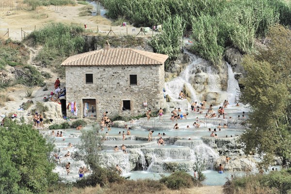 Terme di Saturnia, Cascate del Molino, waterfall, thermal spring, sulphurous thermal water, Saturnia, Province of Grosseto, Tuscany, Italy, Europe