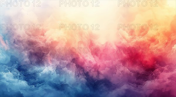 Dreamy abstract of ethereal clouds with a warm pink and blue glow, ai generated, AI generated