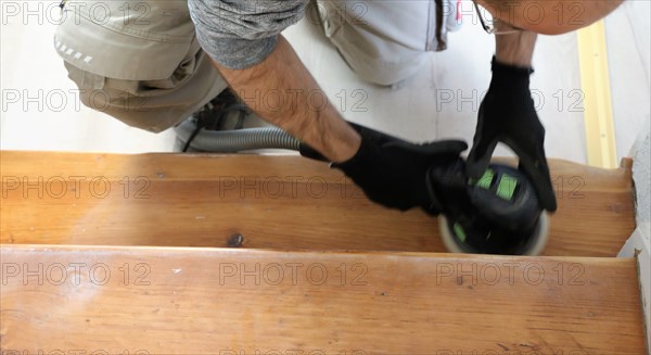 Renovation of a wooden staircase in an old building