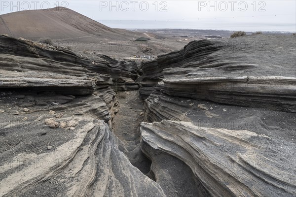 Volcanic fissure, Las Grietas, Lanzarote, Canary Islands, Spain, Europe