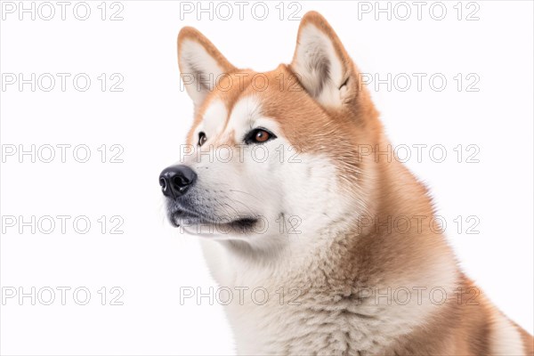 Portrait of Akita Inu dog on white background. KI generiert, generiert AI generated