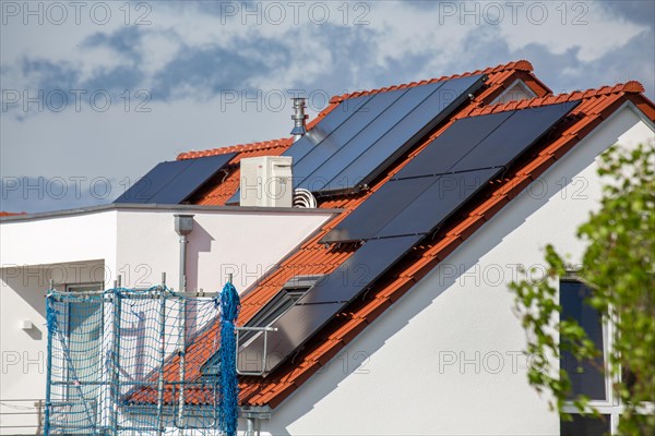 House with newly installed solar panels