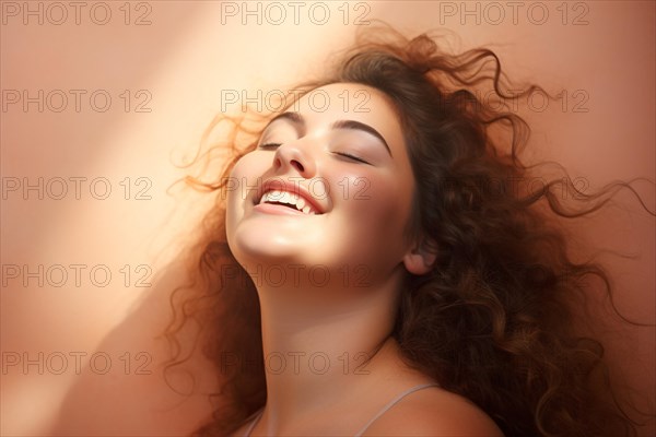 Laughing happy self-confident curvy plus size woman. KI generiert, generiert AI generated