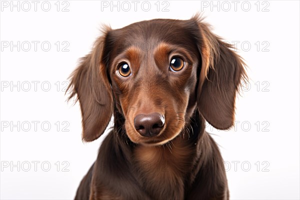 Portrait of Dachshund dog on white background. KI generiert, generiert AI generated