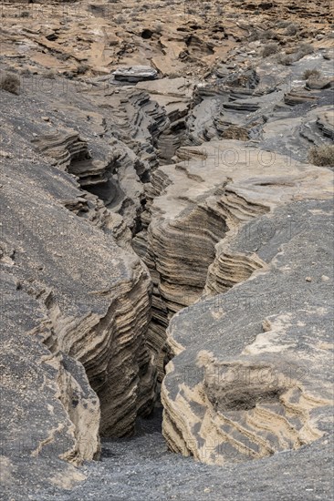 Volcanic fissure, Las Grietas, Lanzarote, Canary Islands, Spain, Europe