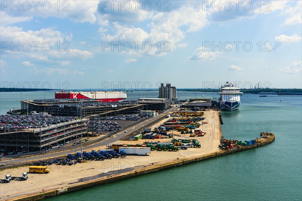 Queen Elizabeth II cruise terminal and Southampton Docks, Southampton, Hampshire, England, United Kingdom, Europe