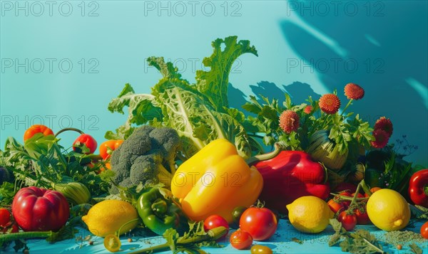 Fresh vegetables on the table in the kitchen. Healthy food concept AI generated