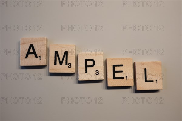 Traffic light lettering, wooden letters, North Rhine-Westphalia, Germany, Europe