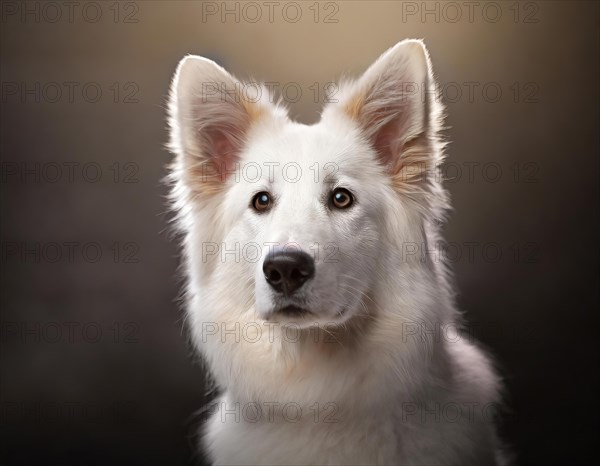 Dog, young dog, White Swiss Shepherd, Berger Blanc Suisse, recognised dog breed from Switzerland (picture KI generated), AI generated