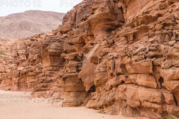 Colored canyon with red rocks. Egypt, desert, the Sinai Peninsula, Nuweiba, Dahab