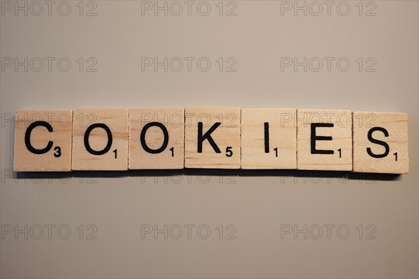 Cookies lettering, wooden letters, North Rhine-Westphalia, Germany, Europe