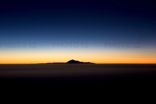 View from Roque de los Muchachos to mount Pico de Teide on Tenerife in the early morning, La Palma, Canary Islands, Spain, Europe