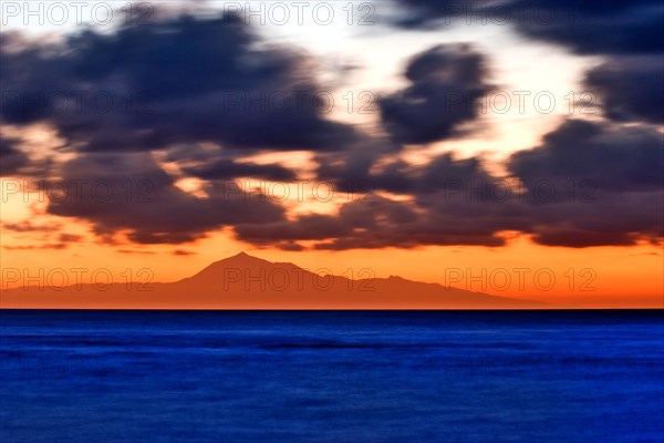 Mount Pico de Teide on Tenerife seen from La Palma, Canary Islands, Spain, Europe