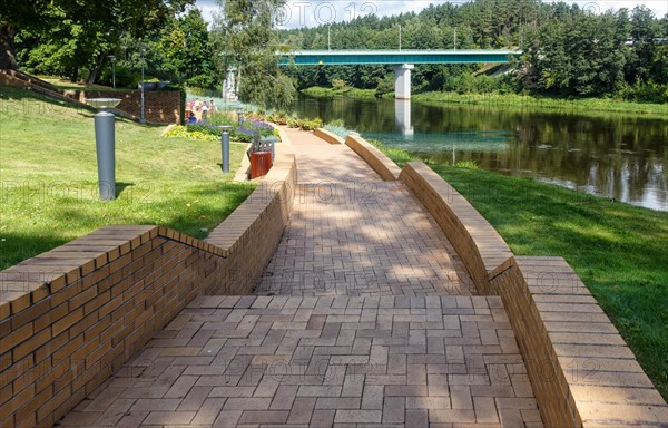 Embankment of the Neman River near the town of Druskininkai. Lithuania