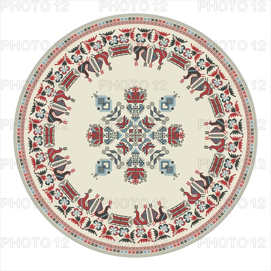 Traditional Bulgarian embroidery design element over white background