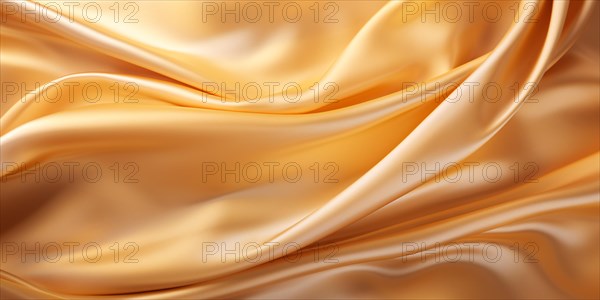 Luxurious golden silk fabric texture. KI generiert, generiert AI generated