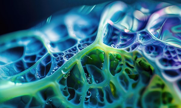 Close up of a fresh green cabbage leaf with water drops on it AI generated