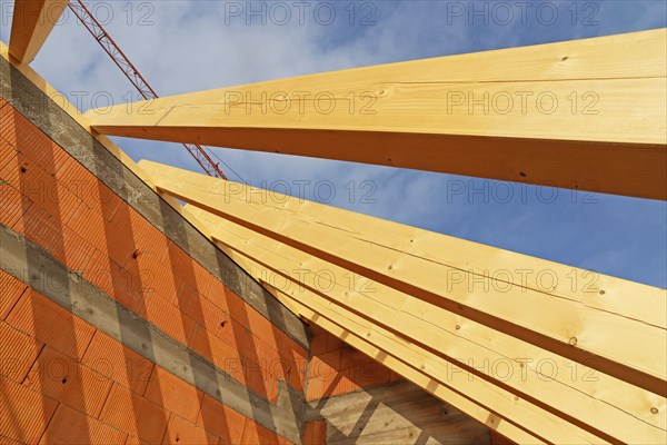 Timber construction and carpentry work on a new residential building