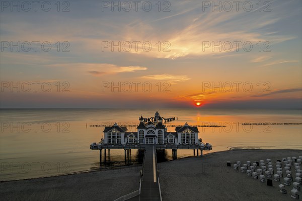 Sunrise on the pier in Sellin on the island of Ruegen