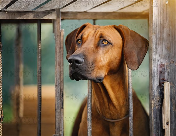 Dog, young dog, Rhodesian Ridgeback, recognised dog breed from South Africa (picture AI generated), AI generated