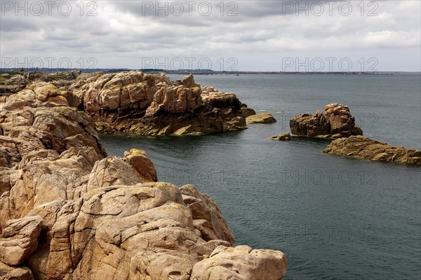 Rocky coast on the Ile de Brehat, Cotes d'Armor department, Brittany, France, Europe