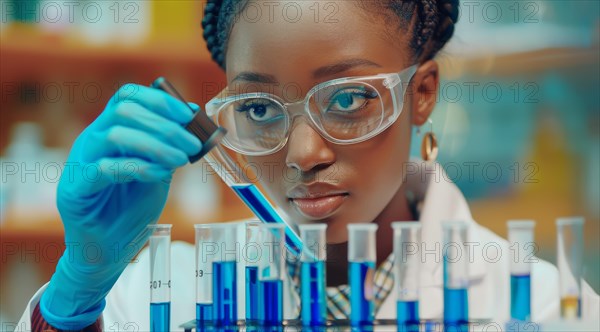 Scientist with pipette and test tubes demonstrating precision in lab research, ai generated, AI generated