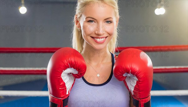 AI generated, woman, woman, 35, years, thai, thai, sport, boxing, gloves, thai boxing, muay thai, one person, portrait, athletic, fight, fighting, popular sport, thai boxer, boxing, boxing ring, blond, blonde, blonde, european