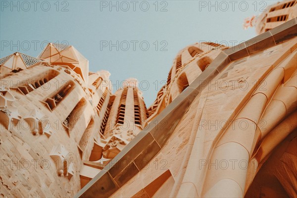 Antoni Gaudi's Sagrada Familia basilica in Barcelona, AI generated