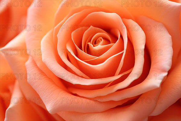 Close up of peach colored rose flower. KI generiert, generiert AI generated