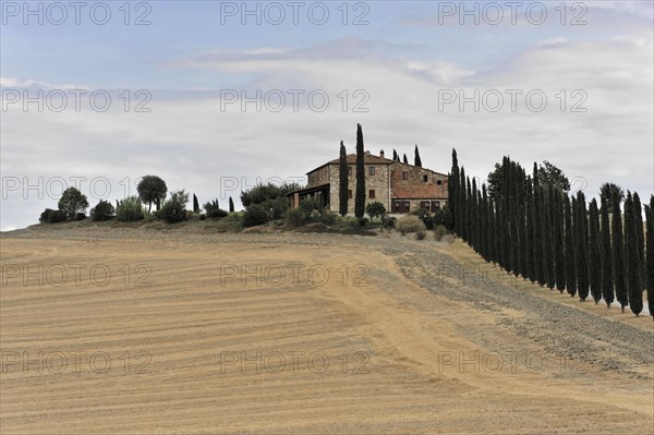 Harvested fields south of Siena, Crete Senesi, Tuscany, Italy, Europe