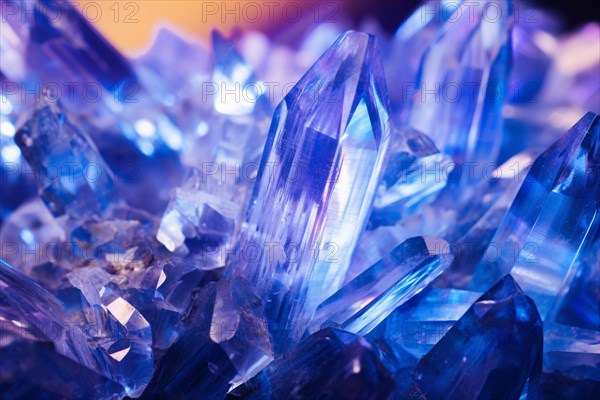 Macro shot of blue aura quartz crystal. KI generiert, generiert AI generated