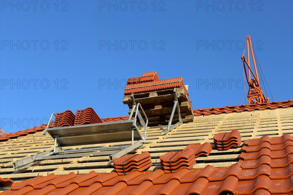 Roofing work, re-roofing of a tiled roof (Mutterstadt, Rhineland-Palatinate)