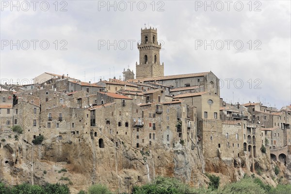 View of the old town of Pitigliano, Tuscany, Italy, Europe