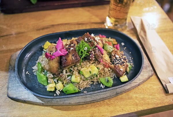 Traditional dish, roasted pork loin, Peru, South America