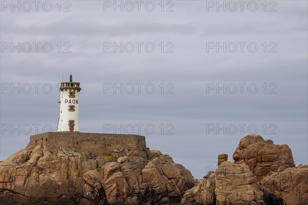 Phare du Paon, peacock lighthouse, Cotes d'Armor department, Brittany, France, Europe