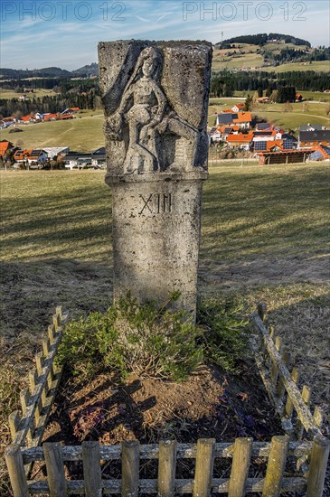 Stone relief, Way of the Cross station number 13 on the Buchenberg, Buchenberg, Allgaeu, Bavaria, Germany, Europe