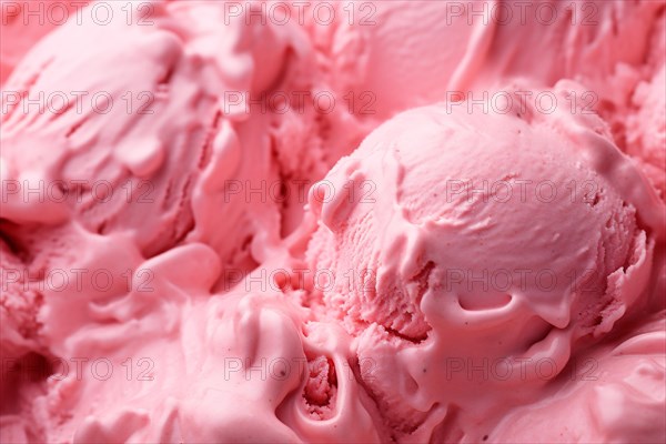 Close up of pink cherry or strawberry galetto ice cream. KI generiert, generiert AI generated