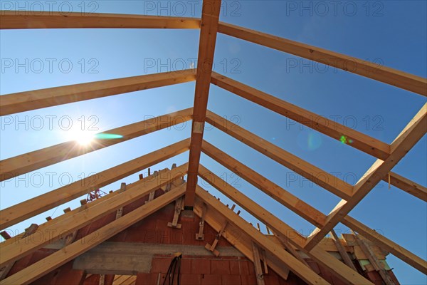 Timber construction and carpentry work on a new residential building