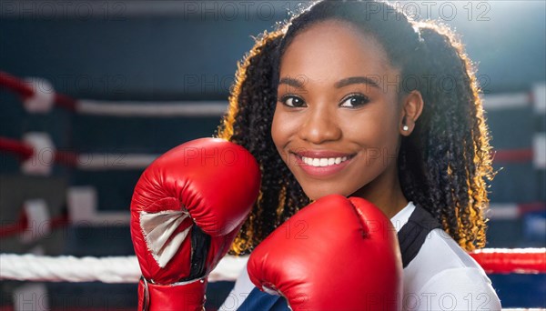 AI generated, woman, woman, 35, years, thai, thai, sport, boxing, gloves, thai boxing, muay thai, one person, portrait, athletic, fight, fighting, popular sport, thai boxer, boxing, boxing ring, african woman
