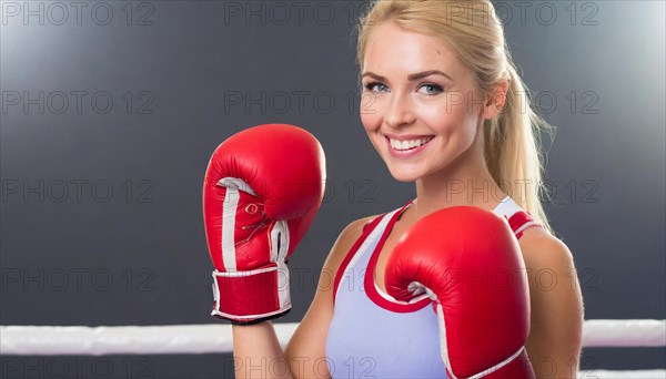 AI generated, woman, woman, 35, years, thai, thai, sport, boxing, gloves, thai boxing, muay thai, one person, portrait, athletic, fight, fighting, popular sport, thai boxer, boxing, boxing ring, blond, blonde, blonde, european