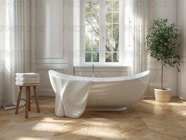 Bathtub in a luxury bathroom, AI generated