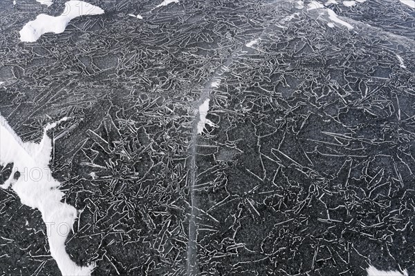 Winter, ice pattern on the Saint Lawrence River, Province of Quebec, Canada, North America