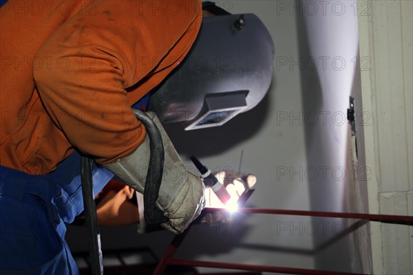 Metal worker during welding work