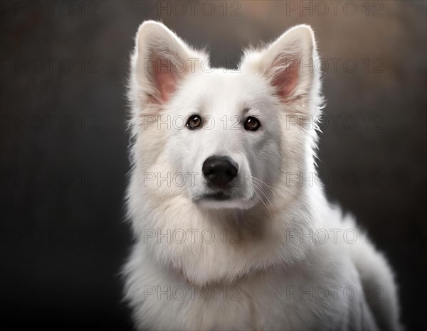 Dog, young dog, White Swiss Shepherd, Berger Blanc Suisse, recognised dog breed from Switzerland (picture KI generated), AI generated