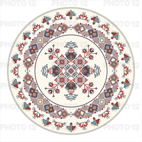 Traditional Bulgarian embroidery design element over white background